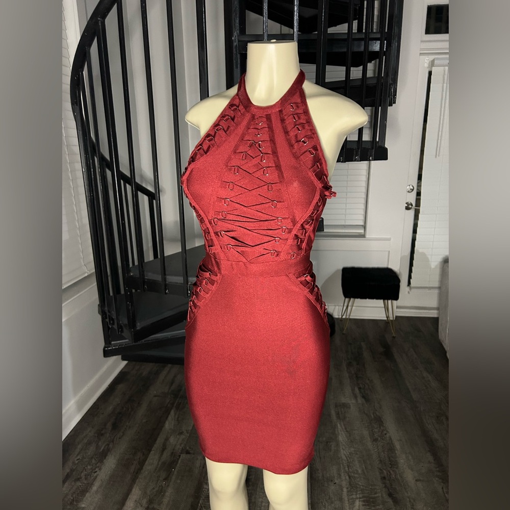 $25 Dress Sale! Sexy Burgundy Halter Dress